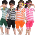 China atacado stripe algodão esporte crianças roupas conjunto para menino e menina